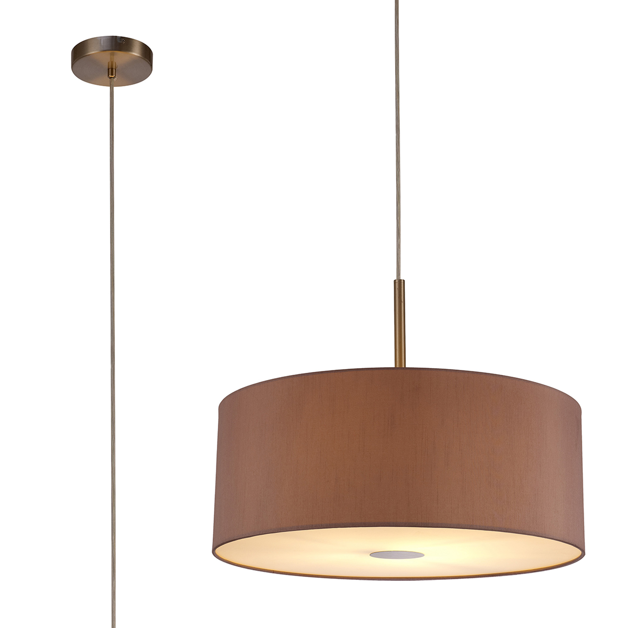 DK0305  Baymont 50cm Pendant 1 Light Satin Nickel, Taupe/Halo Gold, Frosted Diffuser